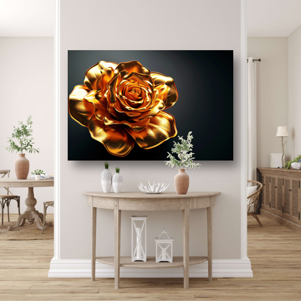 Gouden roos op zwart fluwelen achtergrond acrylglas