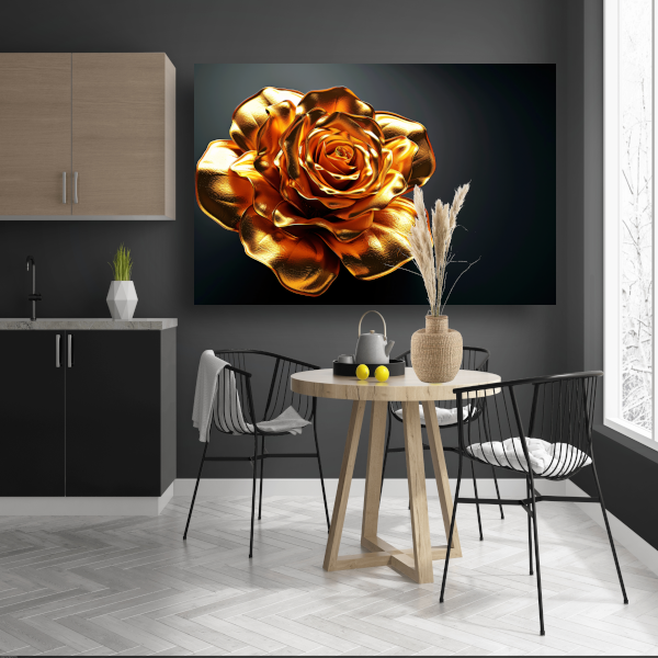Gouden roos op zwart fluwelen achtergrond acrylglas