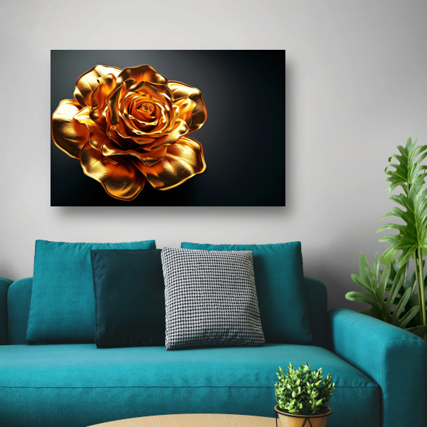 Gouden roos op zwart fluwelen achtergrond acrylglas
