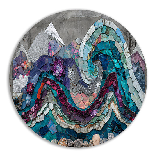 Abstract Vlekken Compositie aluminium muurcirkel