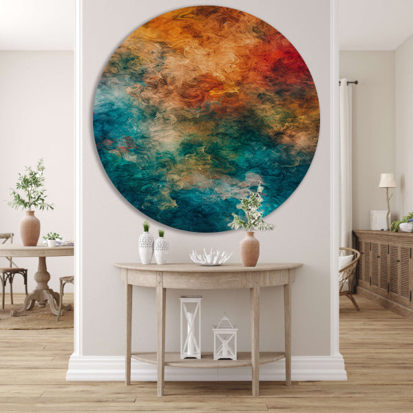Abstract Explosie van Kleuren en Emoties aluminium muurcirkel