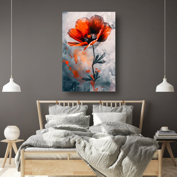 Schilderachtige digitale kunst van oranje bloem poster