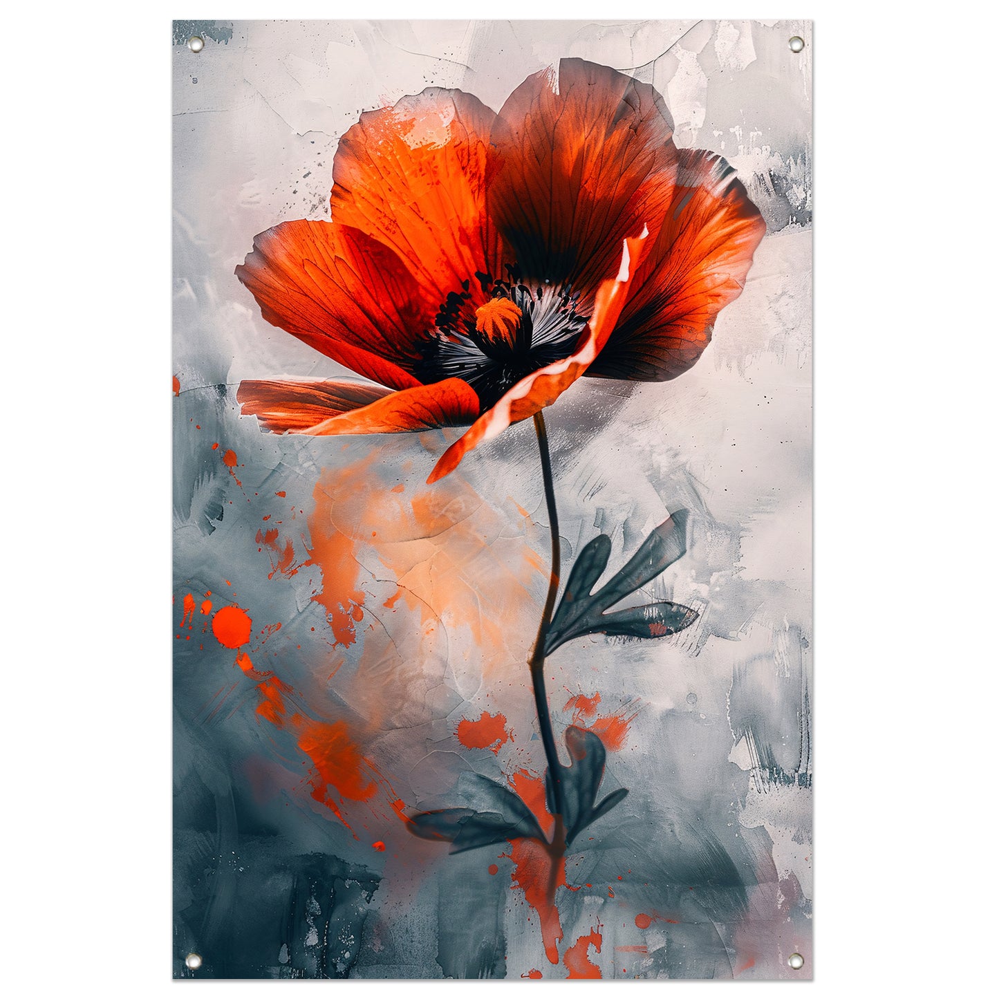 Schilderachtige digitale kunst van oranje bloem tuinposter
