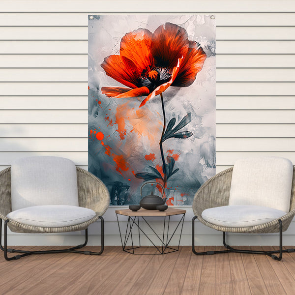 Schilderachtige digitale kunst van oranje bloem tuinposter