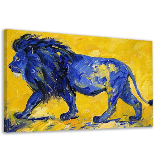 Schilderij van een abstracte blauwe leeuw canvas