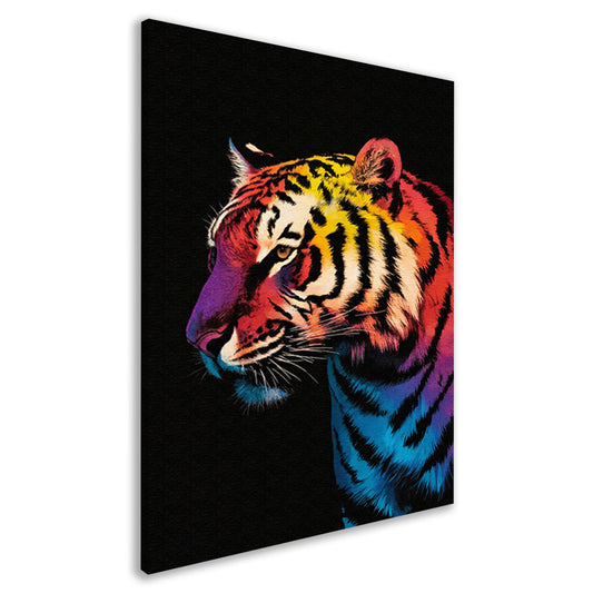 Kleurrijke surrealistische tijger met abstracte details canvas