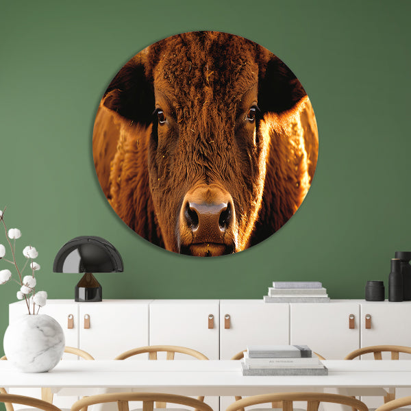 Close-up portret van een majestueuze bison forex muurcirkel