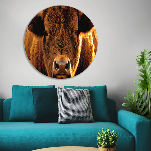 Close-up portret van een majestueuze bison forex muurcirkel