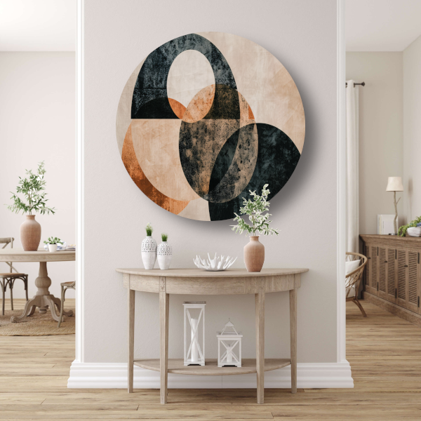 Monochroom minimalistisch abstract ontwerp aluminium muurcirkel