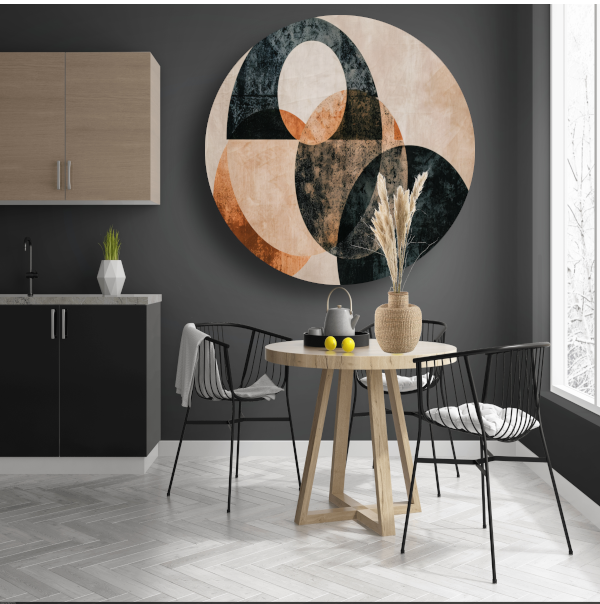 Monochroom minimalistisch abstract ontwerp aluminium muurcirkel