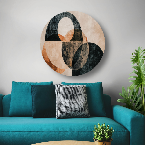 Monochroom minimalistisch abstract ontwerp aluminium muurcirkel