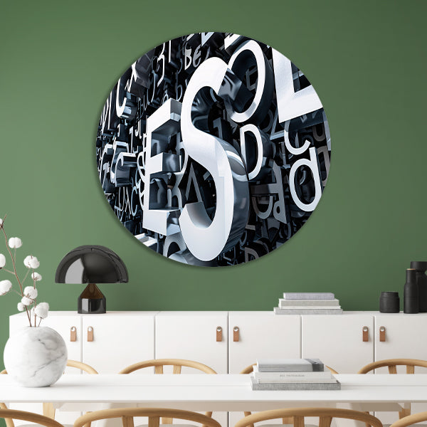 Driedimensionale Typografie met Schaduwspel forex muurcirkel