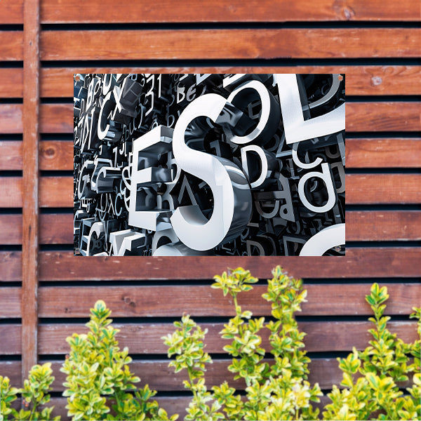 Driedimensionale Typografie met Schaduwspel tuinposter