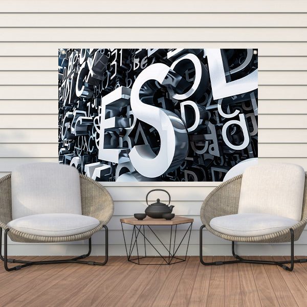 Driedimensionale Typografie met Schaduwspel tuinposter