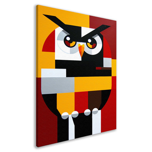 Abstract minimalistisch schilderij van een uil canvas