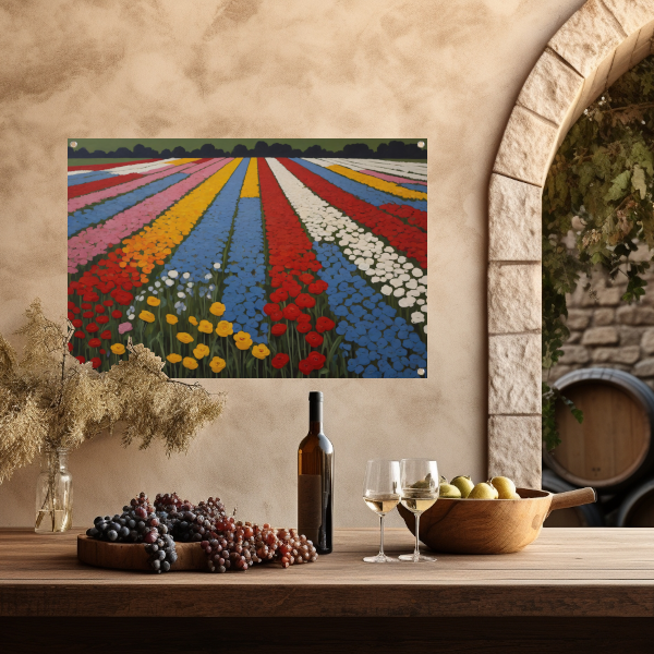 Vibrant Bloom Stripes in Natures Spectrum tuinposter