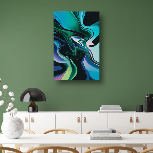 Kleurrijke abstracte kunst met vloeiende vormen canvas met baklijst
