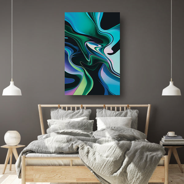 Kleurrijke abstracte kunst met vloeiende vormen canvas met baklijst