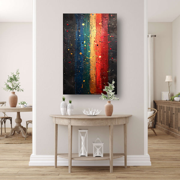 Abstract met levendige kleuren canvas met baklijst