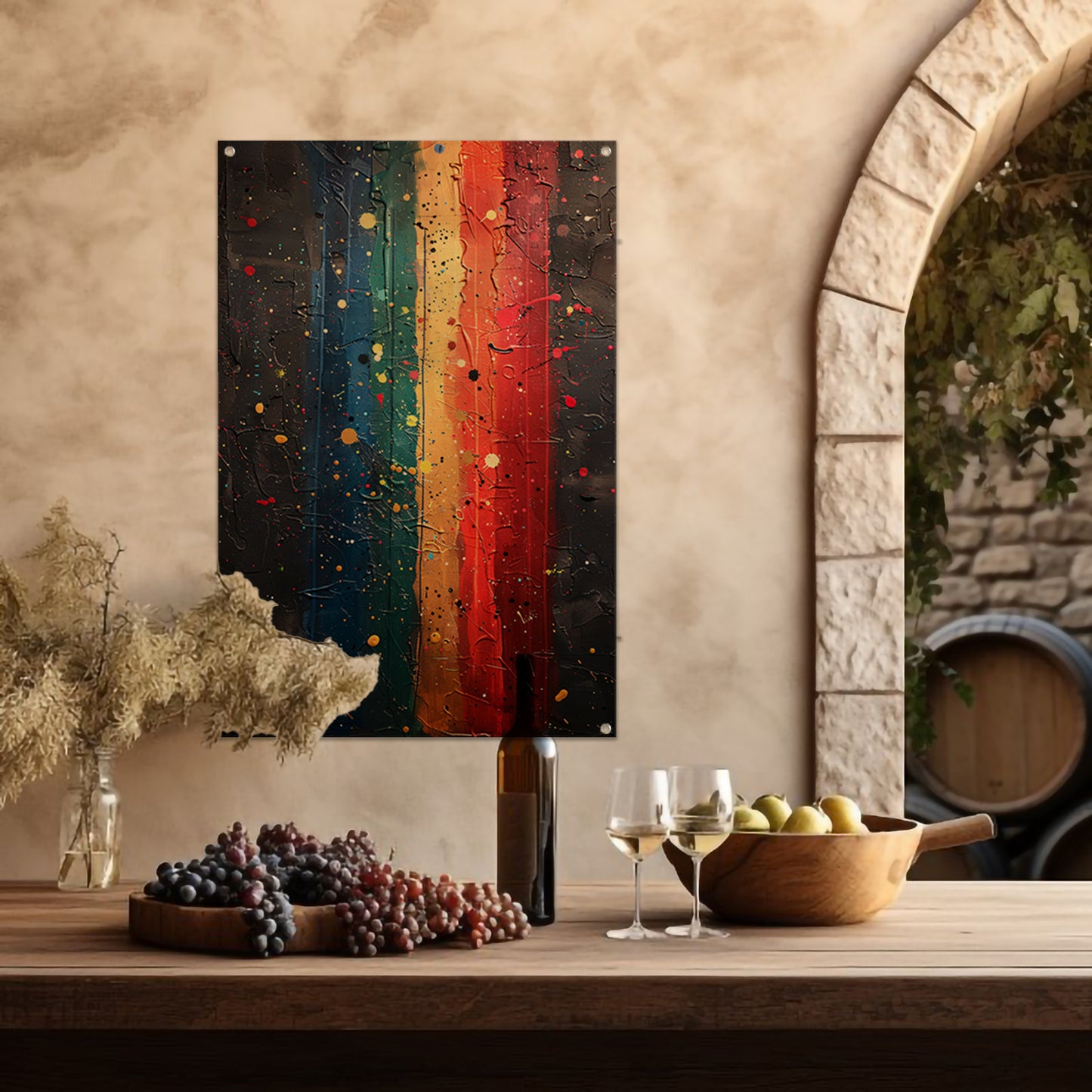 Abstract met levendige kleuren tuinposter