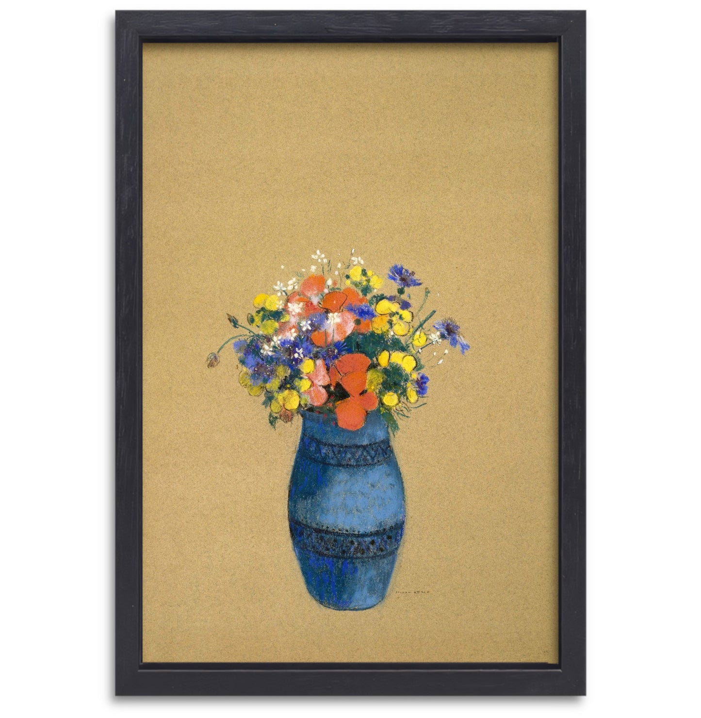 Vaas met bloemen - Odilon Redon canvas met baklijst