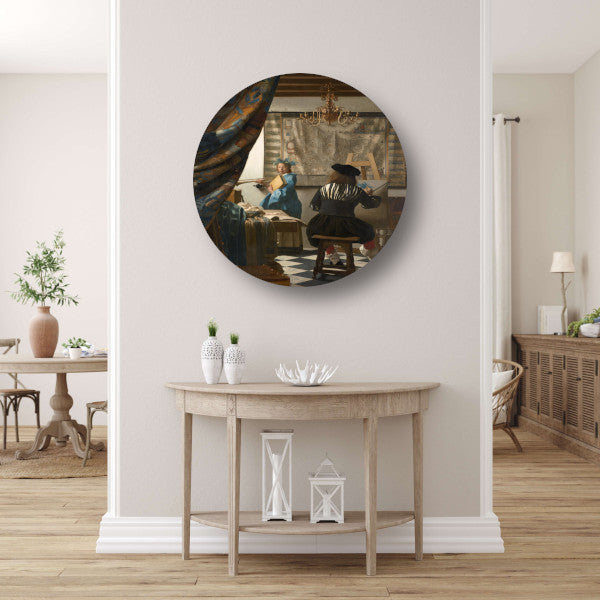 De Schilderkonst - Johannes Vermeer aluminium muurcirkel