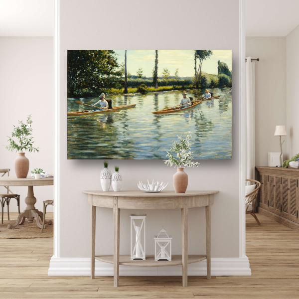 Varen op de Yerres - Gustave Caillebotte canvas met baklijst