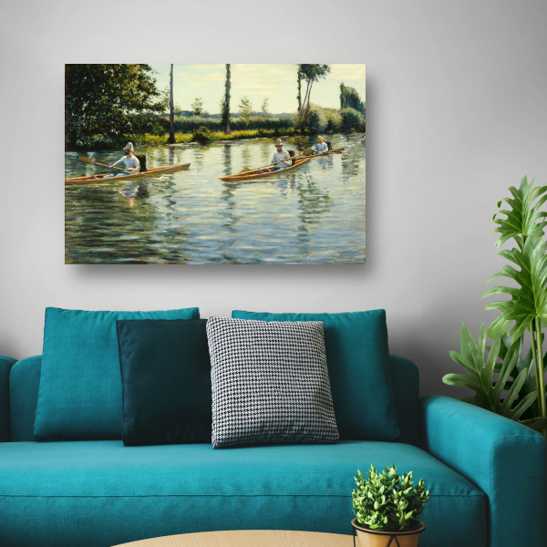 Varen op de Yerres - Gustave Caillebotte canvas met baklijst