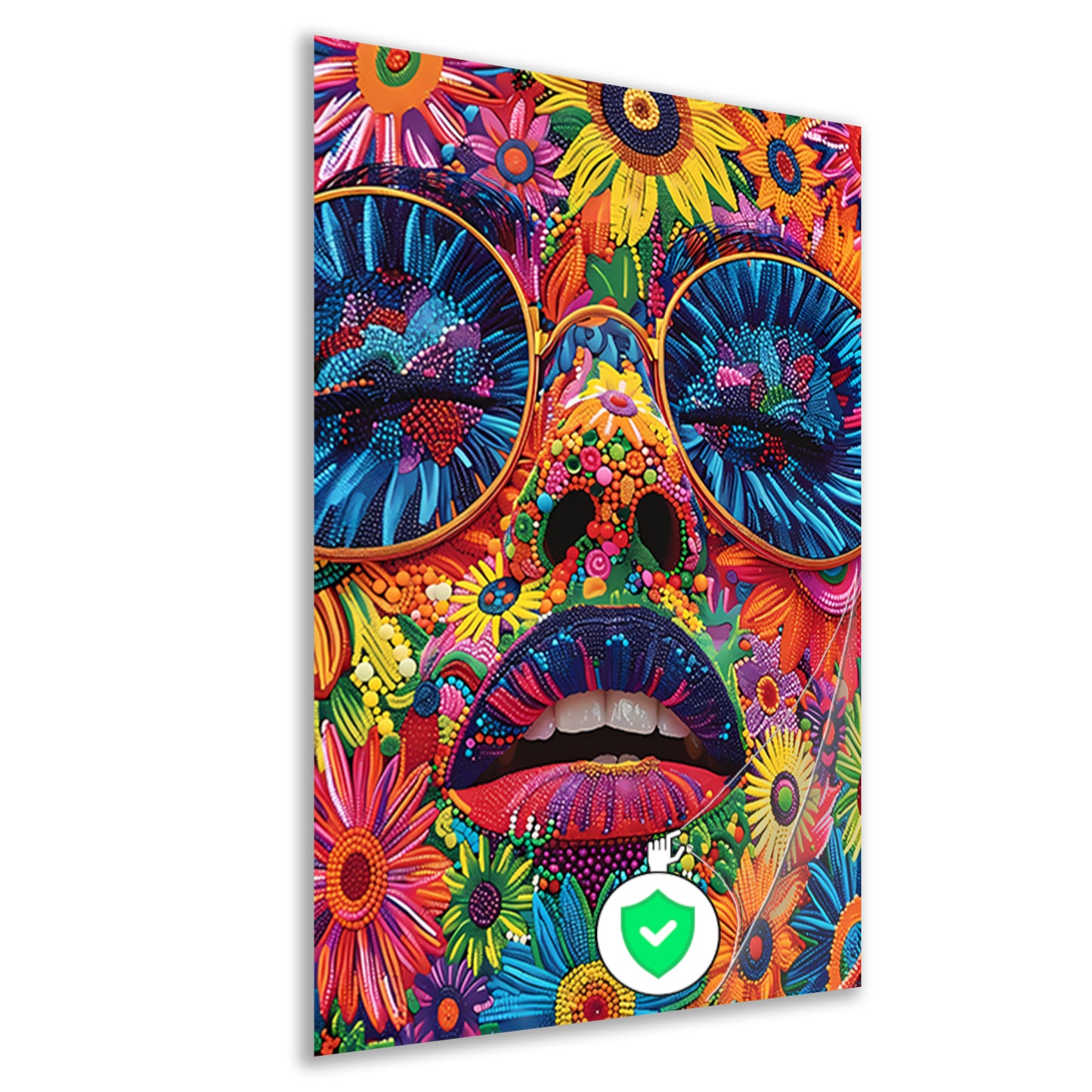 Portret van een vrouw met bloemen in popart stijl poster