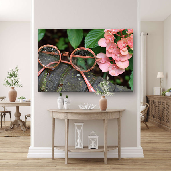 Bril met dauwdruppels en bloemen acrylglas