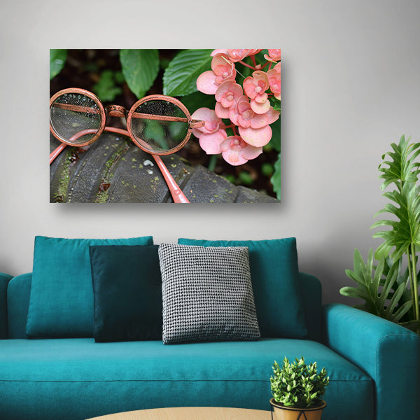 Bril met dauwdruppels en bloemen acrylglas