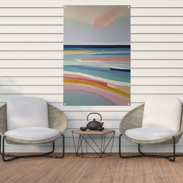 Abstracte Horizontale Strepen in Pastelkleuren tuinposter
