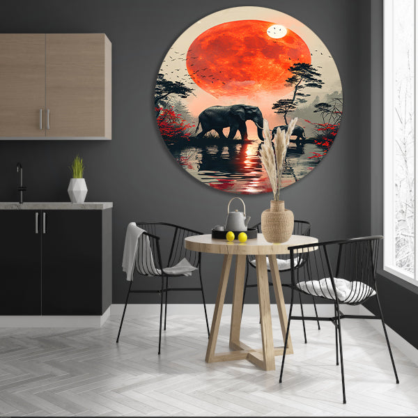 Olifantenfamilie onder bloedmaan forex muurcirkel