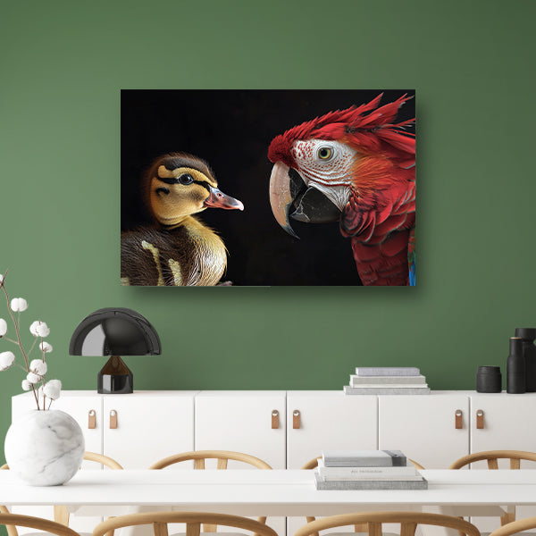 Ara en eend ontmoeting canvas