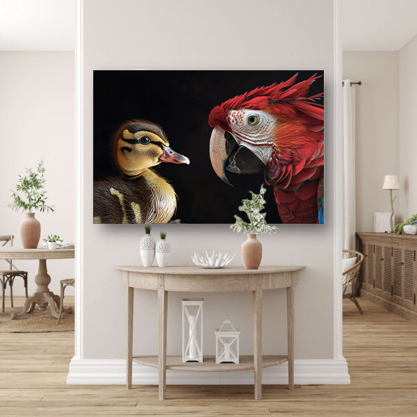 Ara en eend ontmoeting canvas