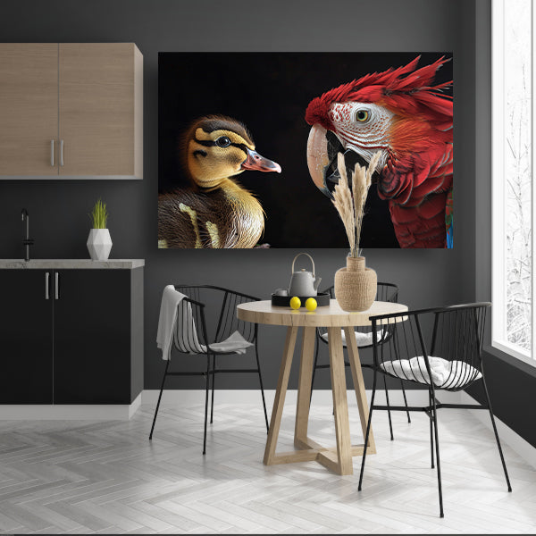 Ara en eend ontmoeting canvas