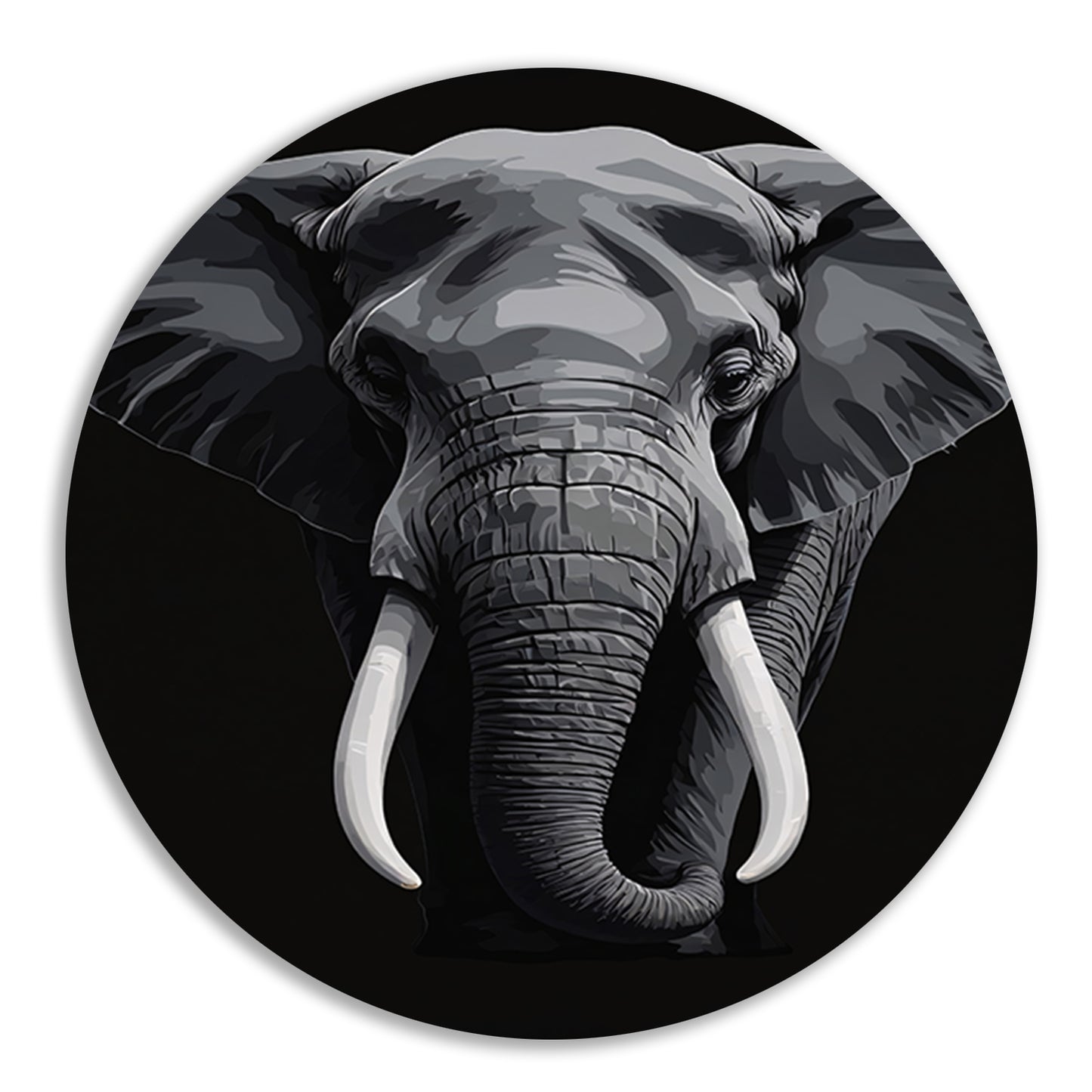 Portret van een olifant in zwart-wit forex muurcirkel