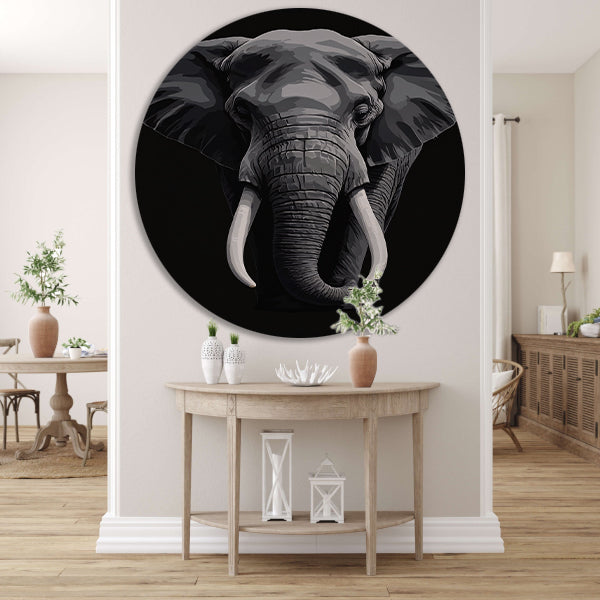 Portret van een olifant in zwart-wit forex muurcirkel