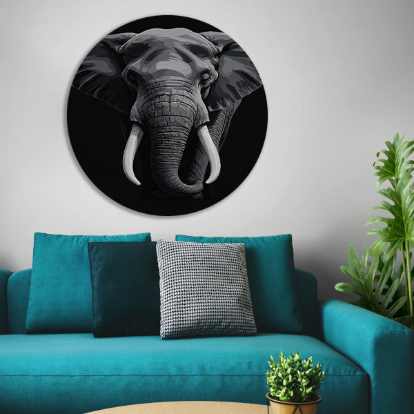 Portret van een olifant in zwart-wit forex muurcirkel