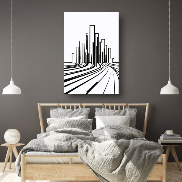 Minimalistische Zwart-Witte Stadslijnen poster