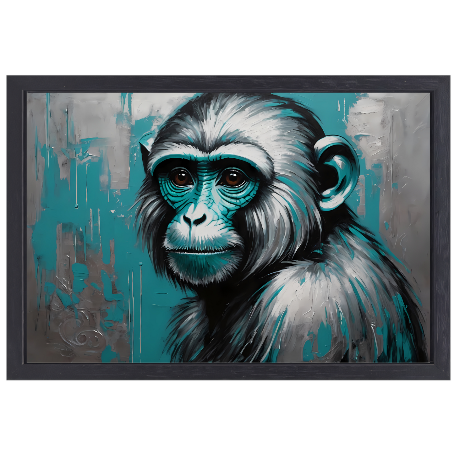 De Intense Blik van een Turquoise Aap canvas met baklijst