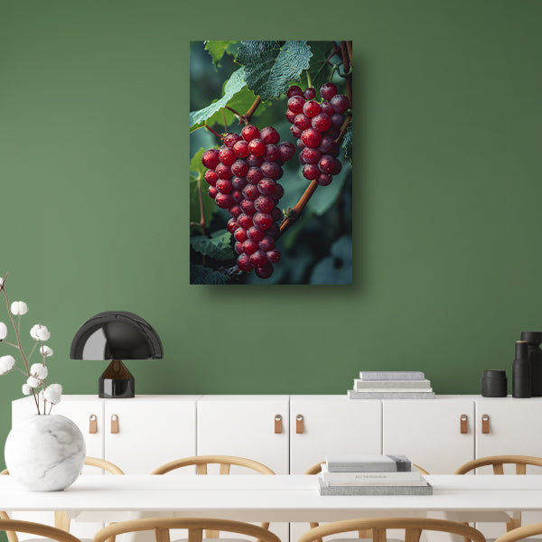 Rode druiven met dauwdruppels canvas