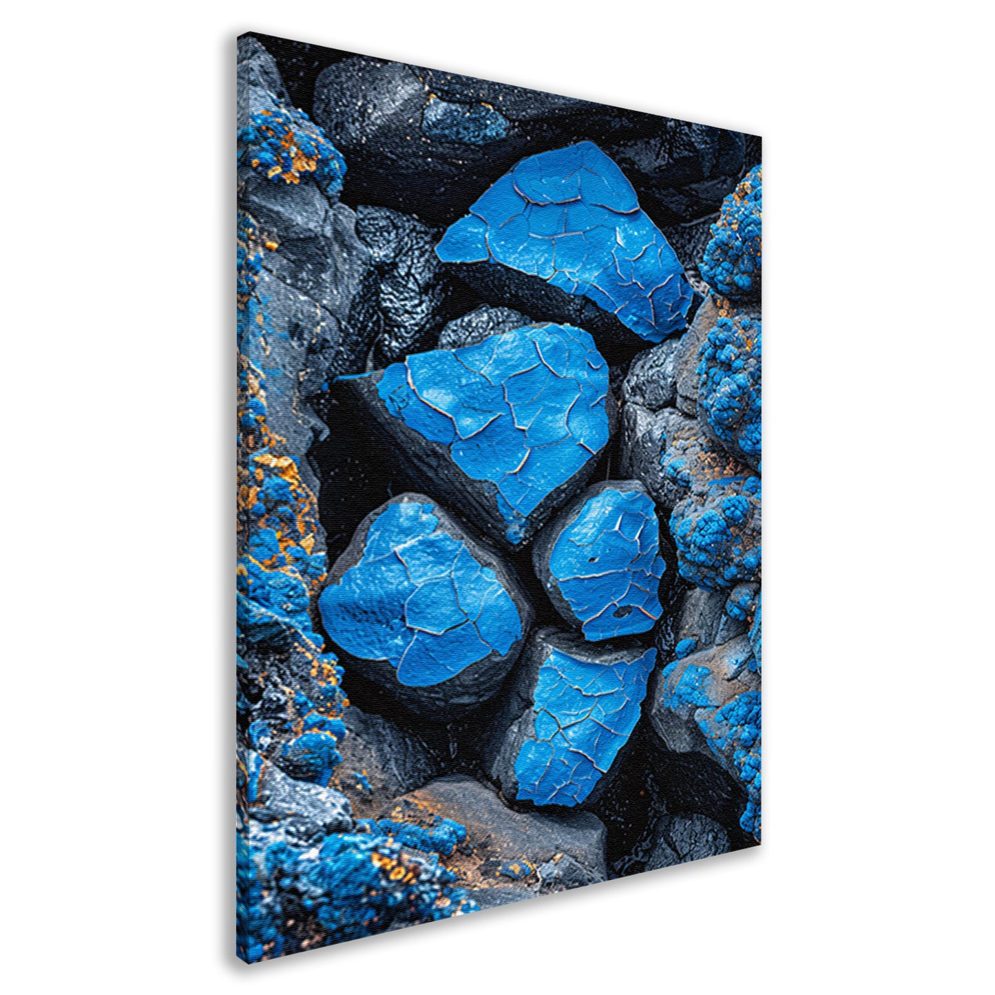 Blauwe Verf Bladdert van Stenen canvas