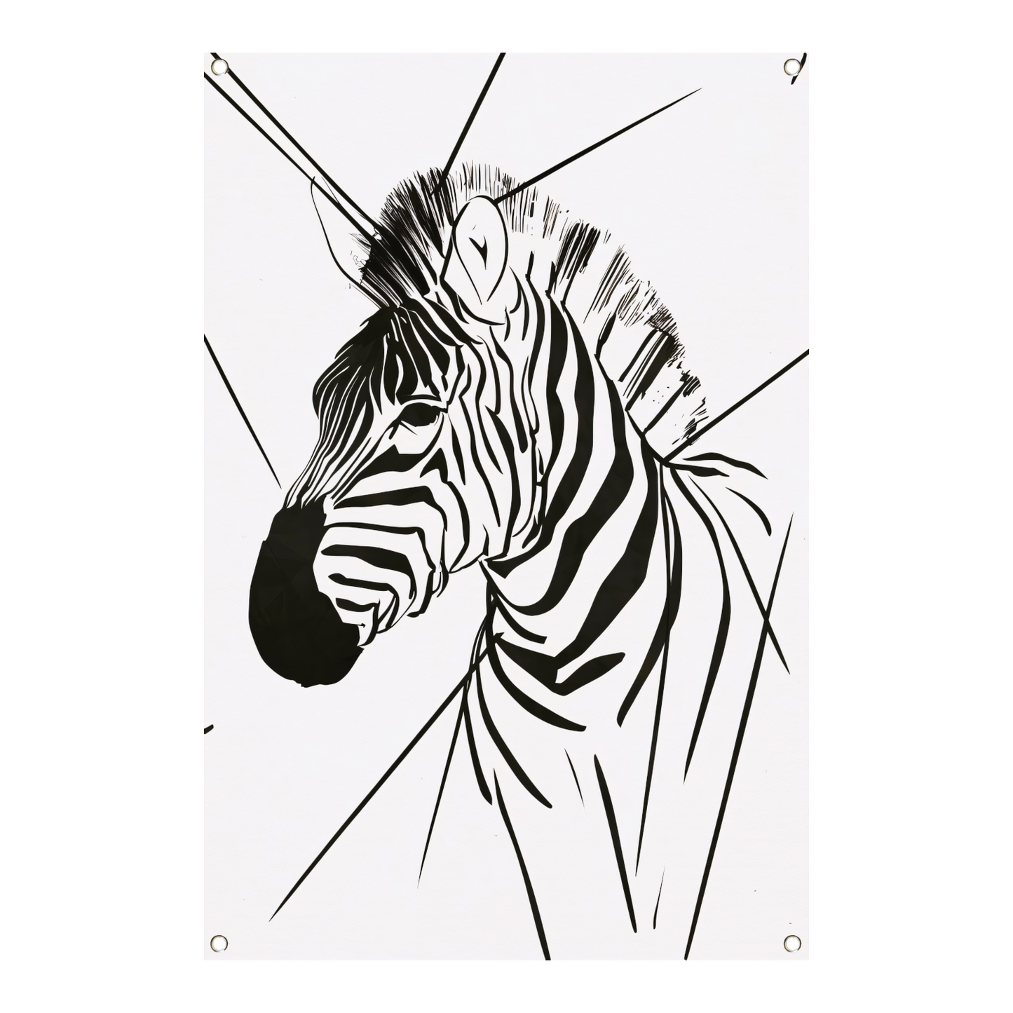 Zebra in Minimalistische Lijntekening Stijl tuinposter