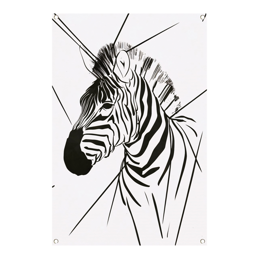 Zebra in Minimalistische Lijntekening Stijl tuinposter