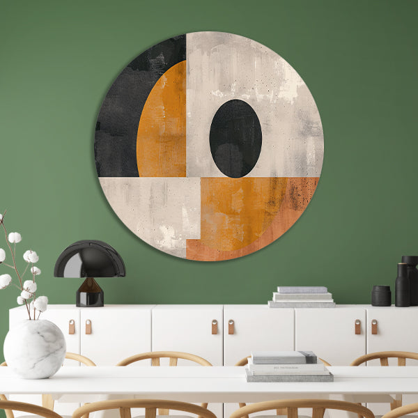 Abstracte vormen en contrasterende kleuren forex muurcirkel