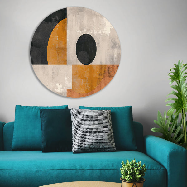 Abstracte vormen en contrasterende kleuren forex muurcirkel