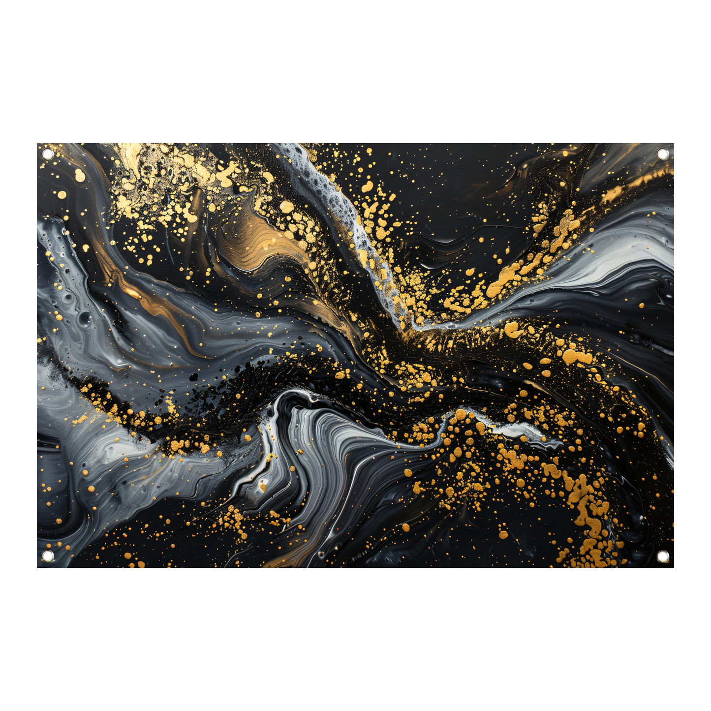 Dynamisch Golvend Abstract Goud en Zwart tuinposter