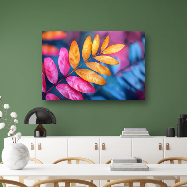 Minimalistisch Blad op Tak canvas