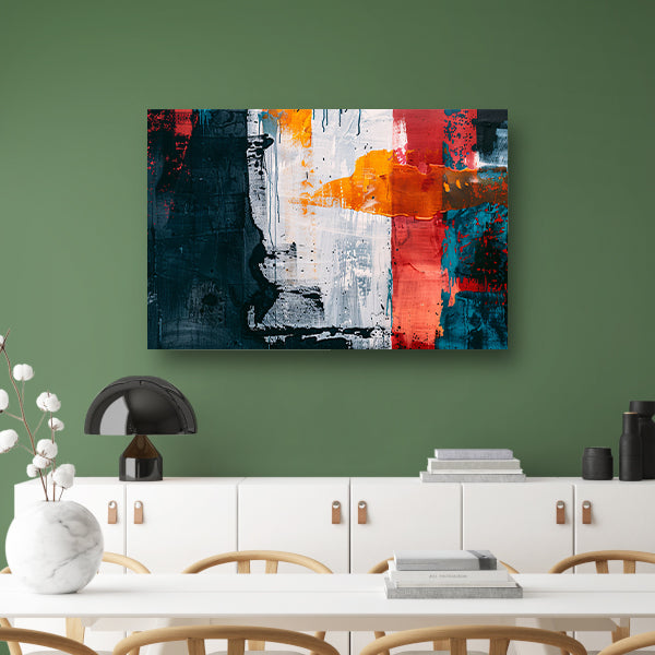 Abstract kleurrijk schilderij met dynamische kleurenposter